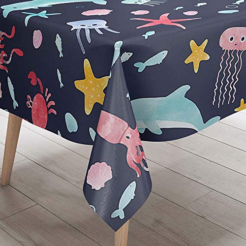 DOTBUY 3D Tischdecke Abwaschbar, Wasserabweisende Tischdecke Rechteckig Abwischbare Wachstuch für Desktop Dekorative Tuch Hotel Bankett Party Garten (schwarz,100x140cm) von DOTBUY