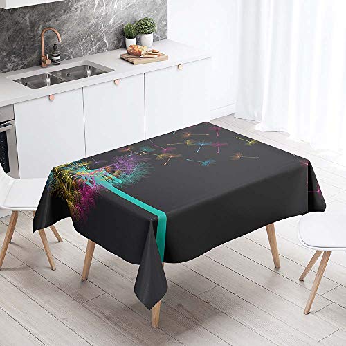 DOTBUY 3D Tischdecke Abwaschbar, Wasserabweisende Tischdecke Rechteckig Abwischbare Wachstuch für Desktop Dekorative Tuch Hotel Bankett Party Garten (schwarz,90x90cm) von DOTBUY