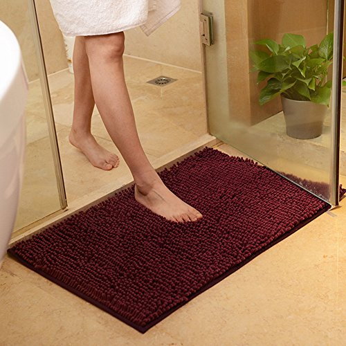 DOTBUY Bad-Teppiche, Chenille Anti-Rutsch-Bequeme Super saugfähiger weicher Duschteppich Dusche Teppich Badematte Bad Teppich (40*60cm, Dunkelviolett) von DOTBUY