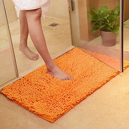DOTBUY Bad-Teppiche, Chenille Anti-Rutsch-Bequeme Super saugfähiger weicher Duschteppich Dusche Teppich Badematte Bad Teppich (40*60cm, Orange) von DOTBUY