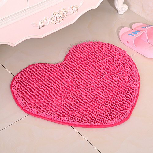 DOTBUY Bad-Teppiche, Chenille Anti-Rutsch-Bequeme Super saugfähiger weicher Duschteppich Dusche Teppich Badematte Bad Teppich (50*60cm, Rose rot) von DOTBUY