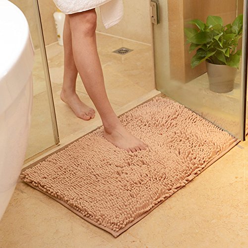 DOTBUY Bad-Teppiche, Chenille Anti-Rutsch-Bequeme Super saugfähiger weicher Duschteppich Dusche Teppich Badematte Bad Teppich (50*80cm, Kamel) von DOTBUY