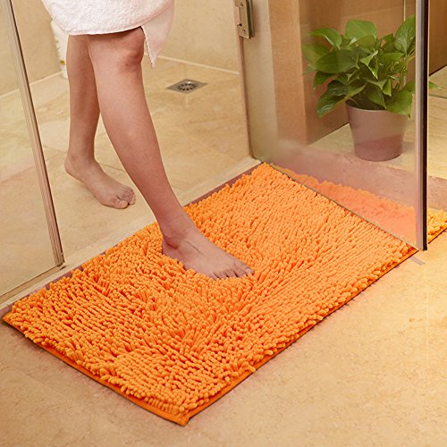 DOTBUY Bad-Teppiche, Chenille Anti-Rutsch-Bequeme Super saugfähiger weicher Duschteppich Dusche Teppich Badematte Bad Teppich (50 * 80cm, Orange) von DOTBUY-SHOP