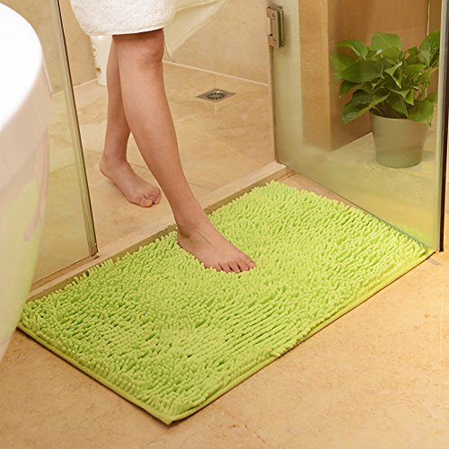 DOTBUY Bad-Teppiche, Chenille Anti-Rutsch-Bequeme Super saugfähiger weicher Duschteppich Dusche Teppich Badematte Bad Teppich (60*90cm, Grün) von DOTBUY