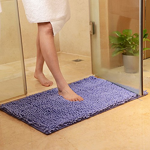 DOTBUY Bad-Teppiche, Chenille Anti-Rutsch-Bequeme Super saugfähiger weicher Duschteppich Dusche Teppich Badematte Bad Teppich (60*90cm, Schnee blau) von DOTBUY