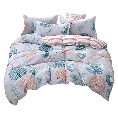 DOTBUY Bettwäsche-Set 3 Teilig, 3 Teilig Bedding Bedrucktes Modern Style Bettbezug-Set Bequem Atmungsaktiv Weich Microfaser Bettwäsche-Set 1 Bettbezug + 2 Kissenbezug (200x200,Flamingo) von DOTBUY