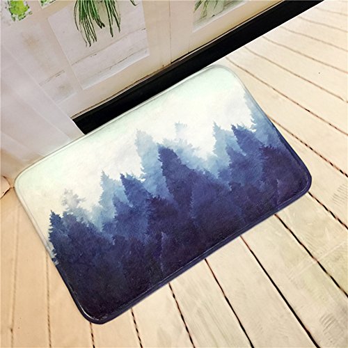 DOTBUY Fußmatte, Teppich Wohnzimmer Flanellstoff Innen und Aussen Fussmatten rutschfest und waschbar Praktische Schmutzfangmatte Fußabtreter Fussabstreifer Flur (60 * 90 cm, Wald Tinte) von DOTBUY