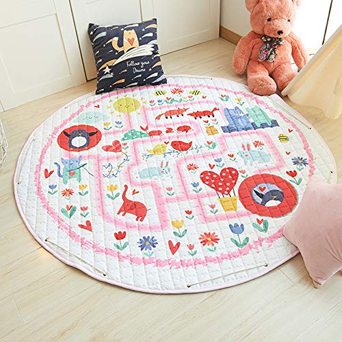 DOTBUY Krabbeldecke für Baby Aufbewahrungstasche, Kinderzimmer Dekoration Kinder Kuschelige Ausflug Spielmatte Runde Teppich Baumwolle Crawl für Gym (150cm,Pinguin) von DOTBUY