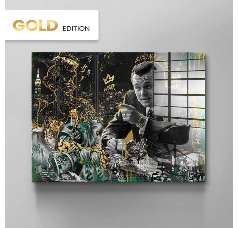 DOTCOMCANVAS® Acrylglasbild, Blattgoldbild, Gold, Grün, Quer, Schwarz von DOTCOMCANVAS®