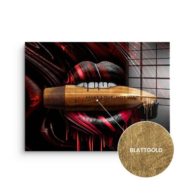 DOTCOMCANVAS® Acrylglasbild, Blattgoldbild, Gold, Quer, Rot, Schwarz von DOTCOMCANVAS®