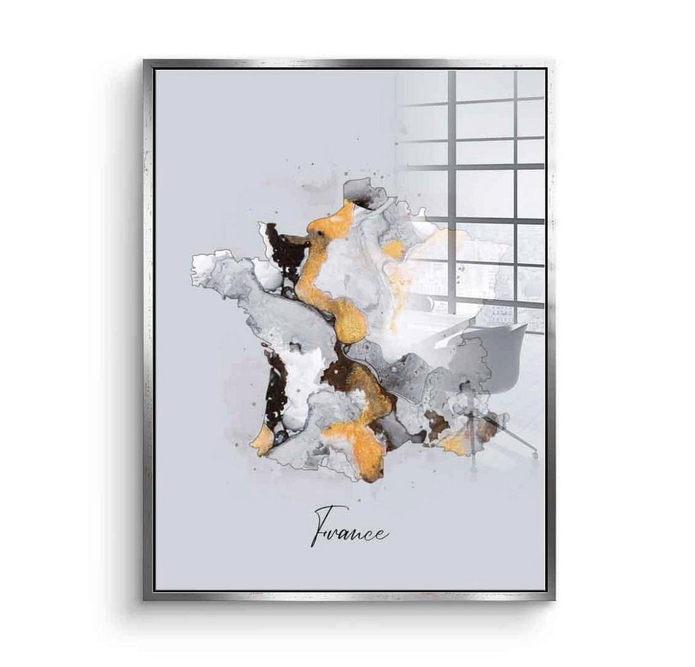 DOTCOMCANVAS® Acrylglasbild Abstract Countries - France - Acrylglas, Frankreich Acrylglasbild France abstrakt weiß gold elegant Wandbild von DOTCOMCANVAS®