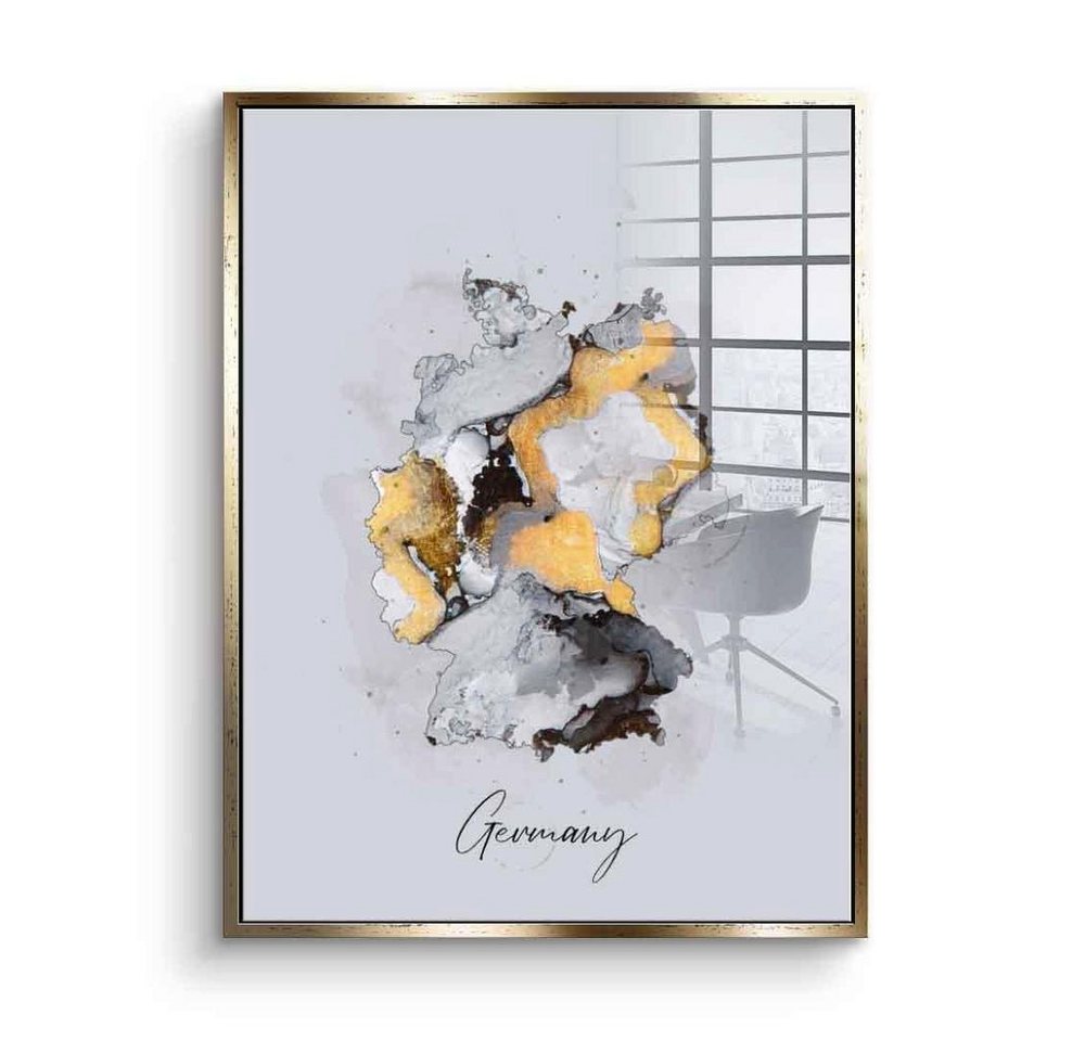DOTCOMCANVAS® Acrylglasbild Abstract Countries - Germany - Acrylglas, Deutschland Acrylglasbild Germany abstrakt weiß gold elegant Wandbild von DOTCOMCANVAS®