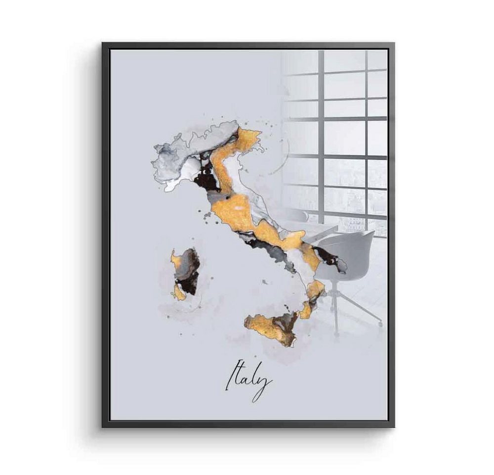 DOTCOMCANVAS® Acrylglasbild Abstract Countries - Italy - Acrylglas, Italien Acrylglasbild Italy abstrakt weiß gold edel elegant Wandbild von DOTCOMCANVAS®