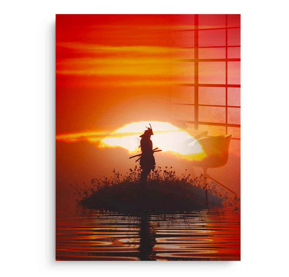 DOTCOMCANVAS® Acrylglasbild After The Last Breath - Acrylglas, Acrylglasbild Sonnenuntergang orange AI KI generiert Wandbild von DOTCOMCANVAS®