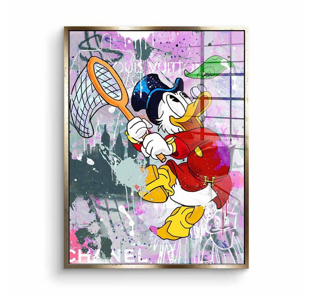 DOTCOMCANVAS® Acrylglasbild Ambition - Acrylglas, Acrylglasbild Dagobert Duck Comic Pop Art Geld hustle Mentalität von DOTCOMCANVAS®