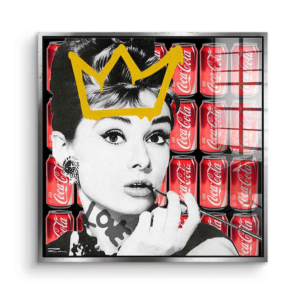 DOTCOMCANVAS® Acrylglasbild Audrey Hepburn Drink - Acrylglas, Acrylglasbild Audrey Hepburn Coca Cola Pop Art Wandbild von DOTCOMCANVAS®