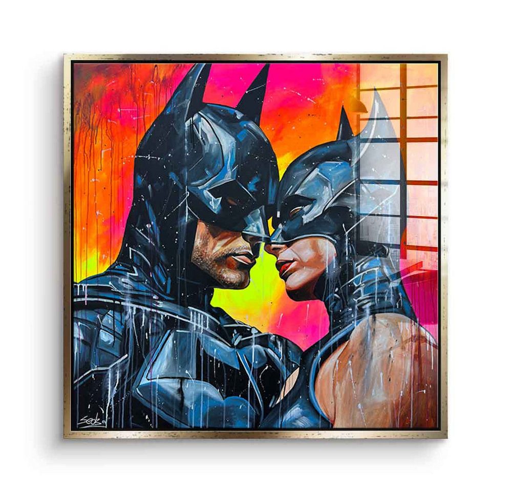 DOTCOMCANVAS® Acrylglasbild Bat Love - Acrylglas, Acrylglasbild Batman Batwoman Portrait Love Comic Kunstdruck von DOTCOMCANVAS®