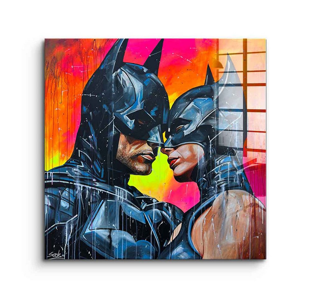 DOTCOMCANVAS® Acrylglasbild Bat Love - Acrylglas, Acrylglasbild Batman Batwoman Portrait Love Comic Kunstdruck von DOTCOMCANVAS®