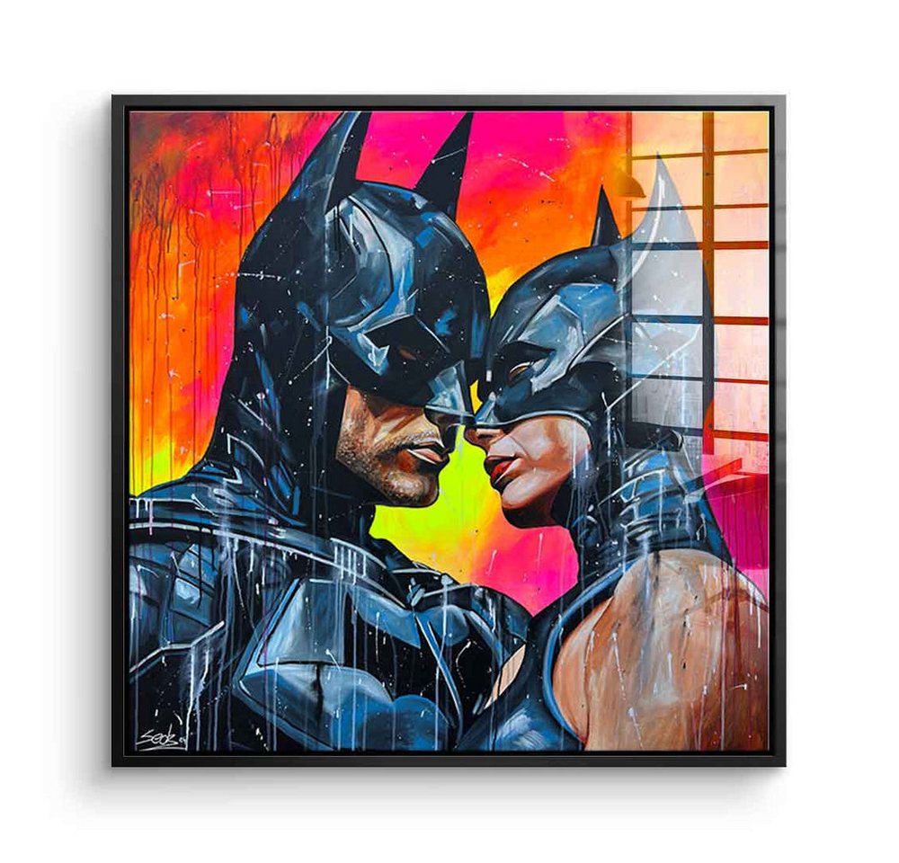 DOTCOMCANVAS® Acrylglasbild Bat Love - Acrylglas, Acrylglasbild Batman Batwoman Portrait Love Comic Kunstdruck von DOTCOMCANVAS®