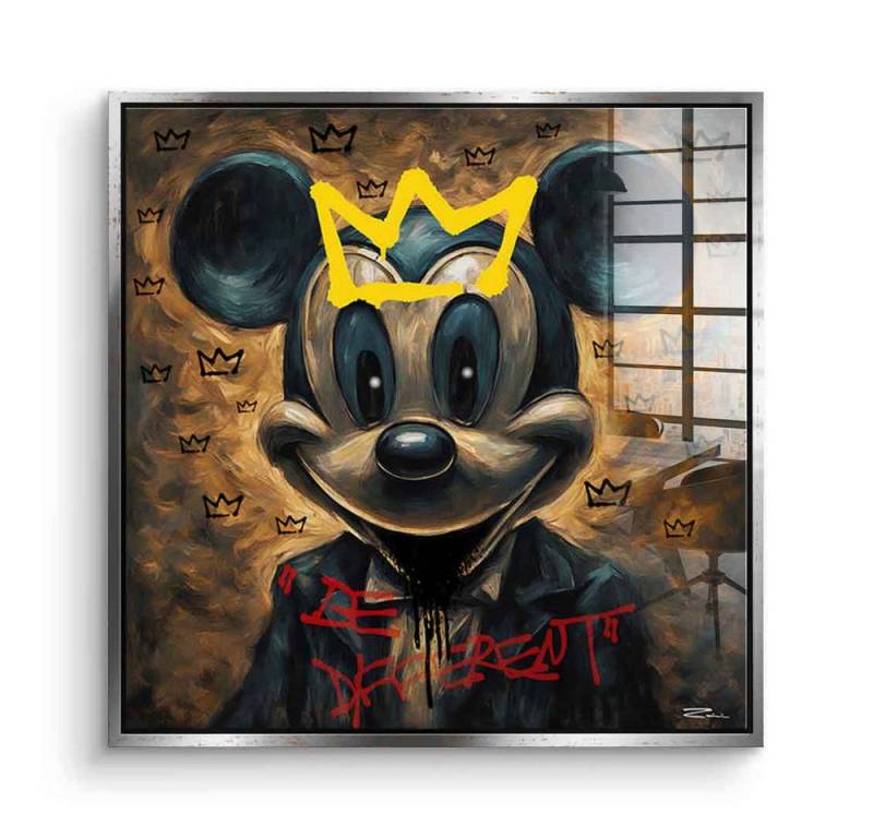 DOTCOMCANVAS® Acrylglasbild Be Different - Acrylglas, Acrylglasbild Be Different Mickey Mouse Comic Cartoon Wandbild von DOTCOMCANVAS®