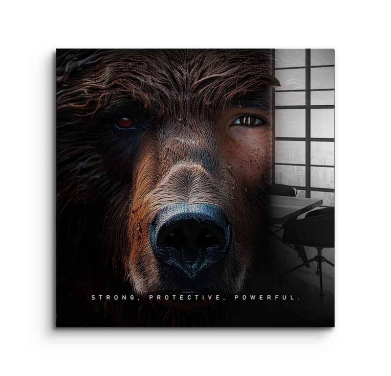 DOTCOMCANVAS® Acrylglasbild Bear Fusion - Quadrat Edition - Acrylglas, Acrylglasbild Bear Fusion Motivation Kunstdruck Wandbild von DOTCOMCANVAS®