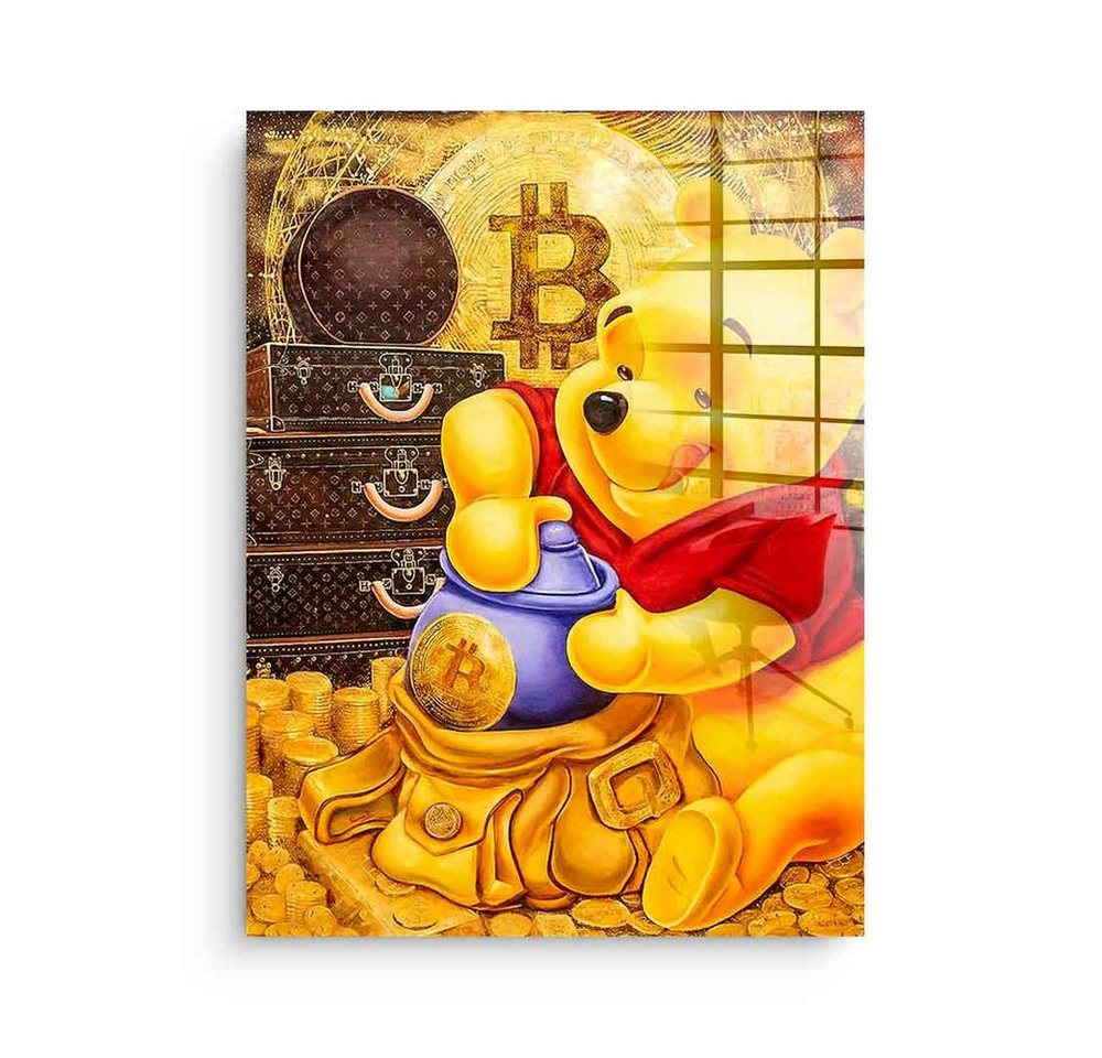 DOTCOMCANVAS® Acrylglasbild Bitcoin Bear - Acrylglas, Acrylglasbild Bitcoin crypto Pu der Bär Winnie-the-Pooh Comic Pop Art von DOTCOMCANVAS®