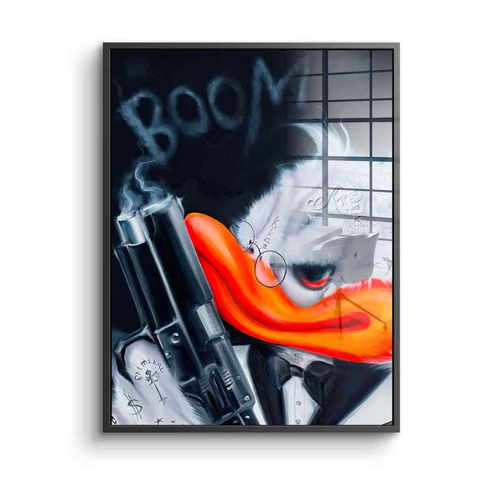 DOTCOMCANVAS® Acrylglasbild Boom - Acrylglas, Acrylglasbild Boom Duck Gangster schwarz weiß hochkant Pop Art von DOTCOMCANVAS®