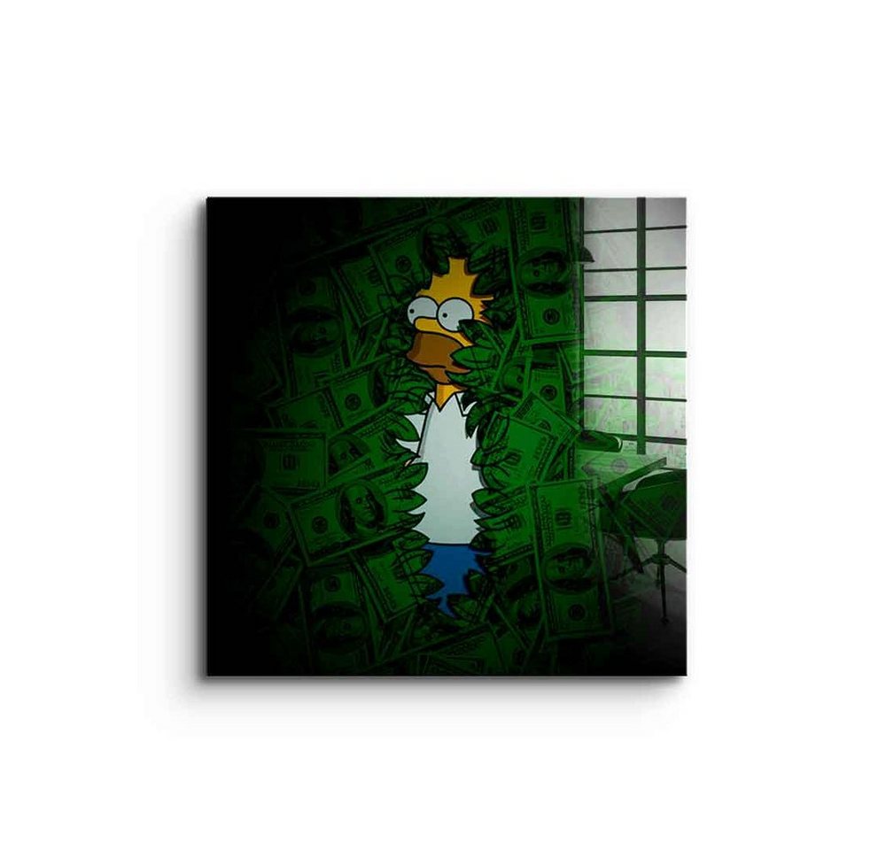 DOTCOMCANVAS® Acrylglasbild Bunch of money - Acrylglas, Acrylglasbild Homer Simpson Die Simpsons Geld Hustle grün comic money von DOTCOMCANVAS®