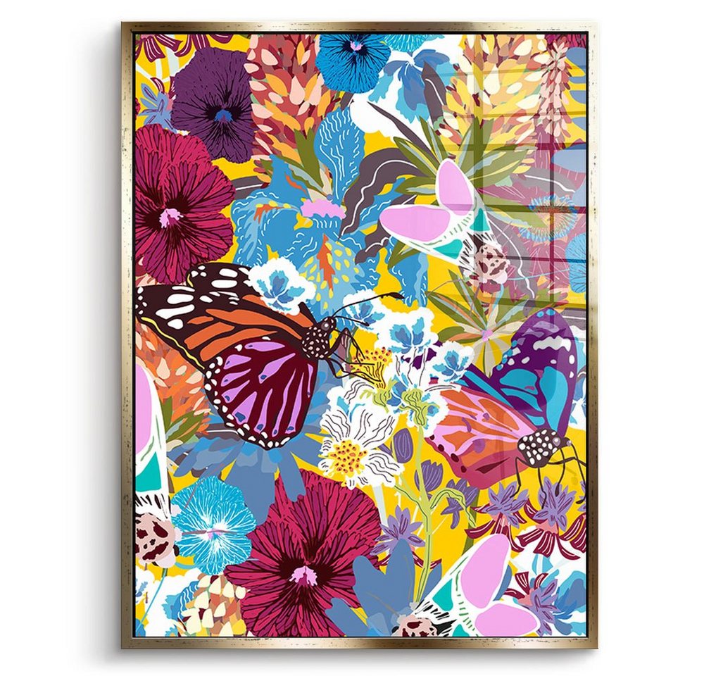 DOTCOMCANVAS® Acrylglasbild Butterfly Spree - Acrylglas, Acrylglasbild Butterfly Spree Schmetterling Blumen floral Wandbild von DOTCOMCANVAS®