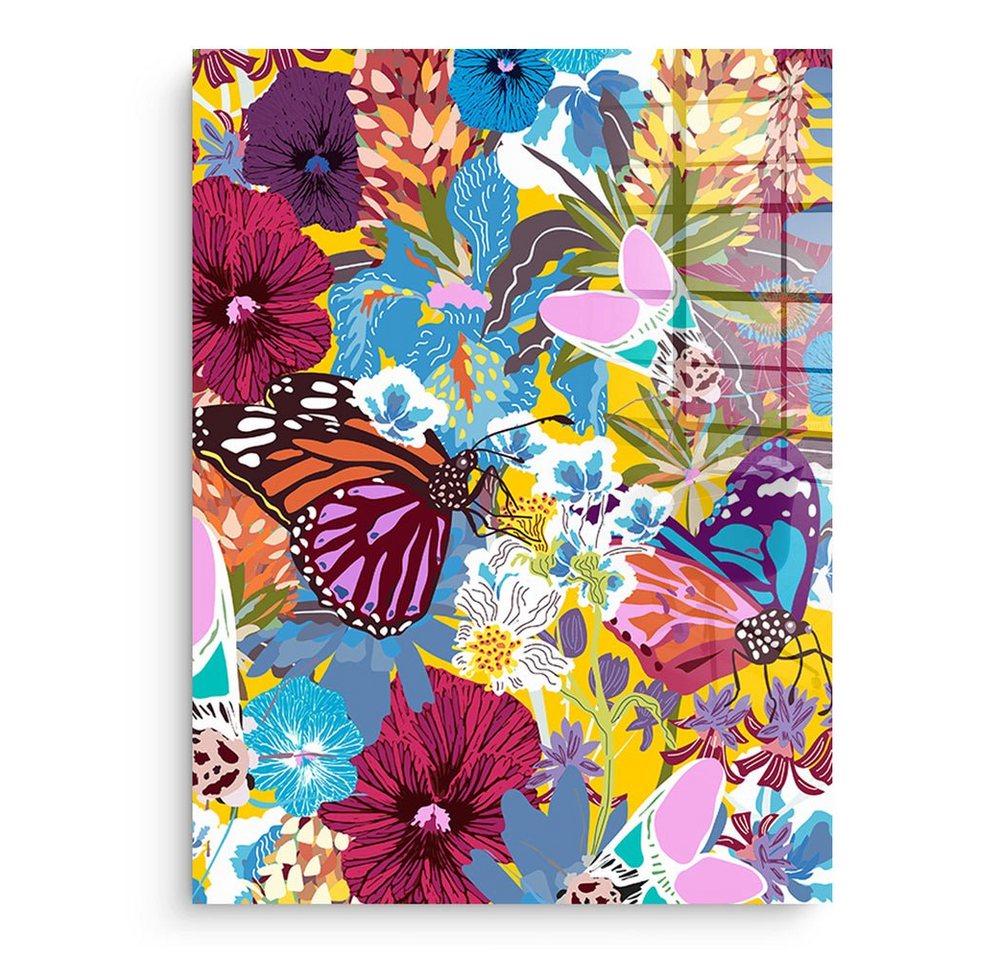 DOTCOMCANVAS® Acrylglasbild Butterfly Spree - Acrylglas, Acrylglasbild Butterfly Spree Schmetterling Blumen floral Wandbild von DOTCOMCANVAS®