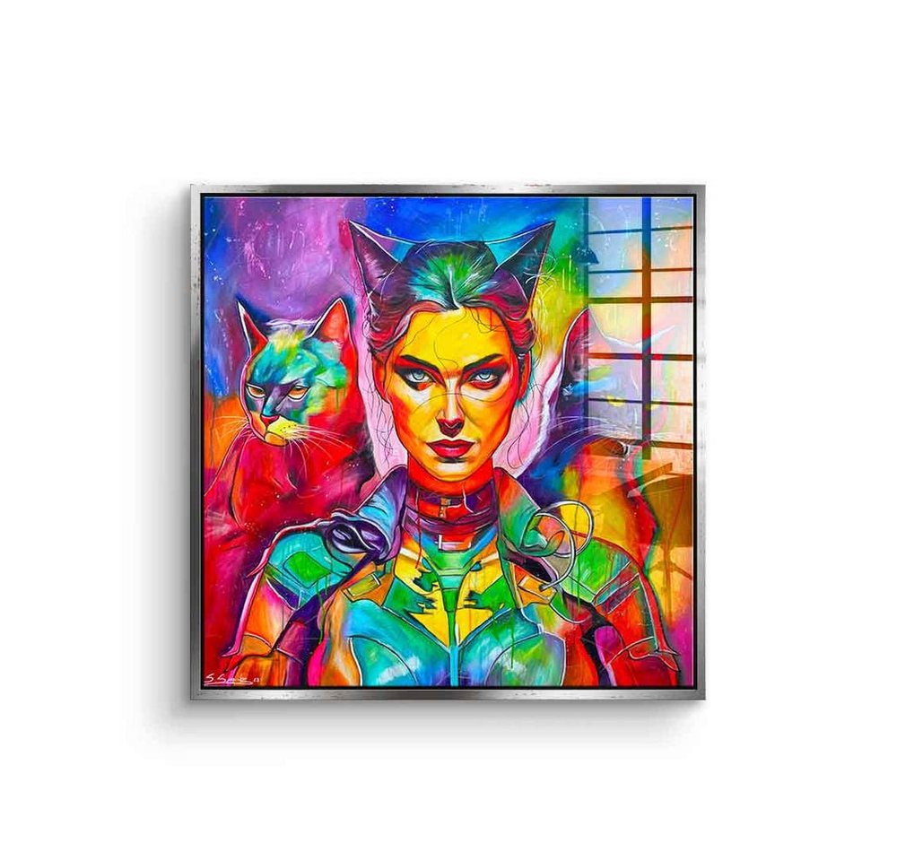 DOTCOMCANVAS® Acrylglasbild Catwoman Reloaded - Acrylglas, Acrylglasbild Catwoman Reloaded Pop Art Porträt quadratisch von DOTCOMCANVAS®