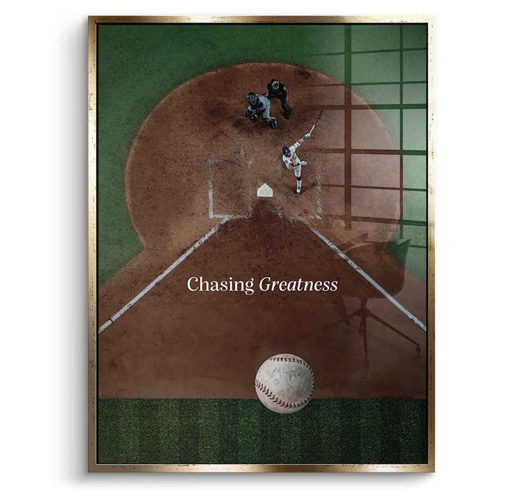 DOTCOMCANVAS® Acrylglasbild Chasing Greatness #Baseball - Acrylglas, Acrylglasbild Baseball Motivation Kunstdruck Wandbild von DOTCOMCANVAS®