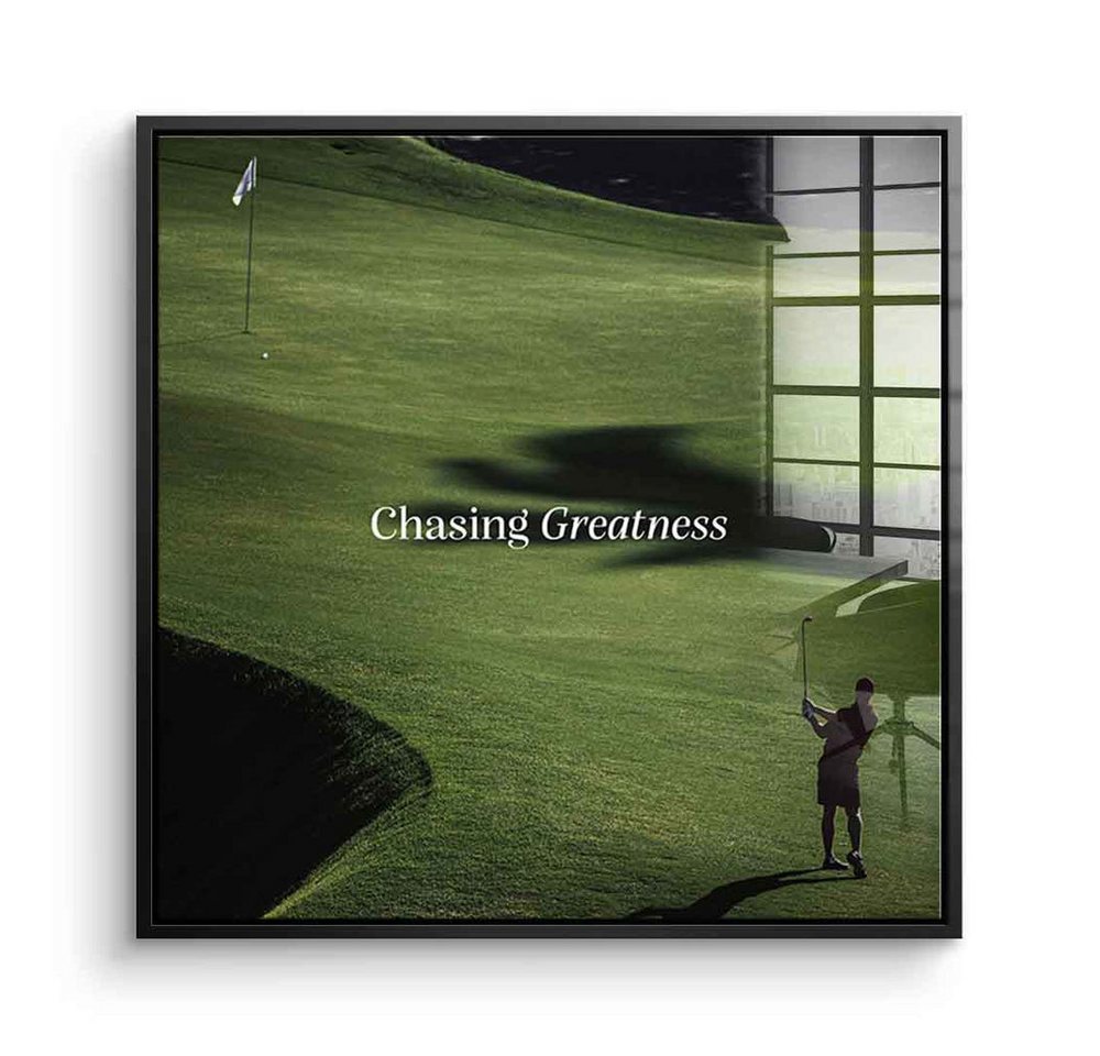 DOTCOMCANVAS® Acrylglasbild Chasing Greatness #Golf V2 - Quadrat Edition - Acrylglasbild, Acrylglasbild Golf V2 Motivation Kunstdruck Wandbild von DOTCOMCANVAS®