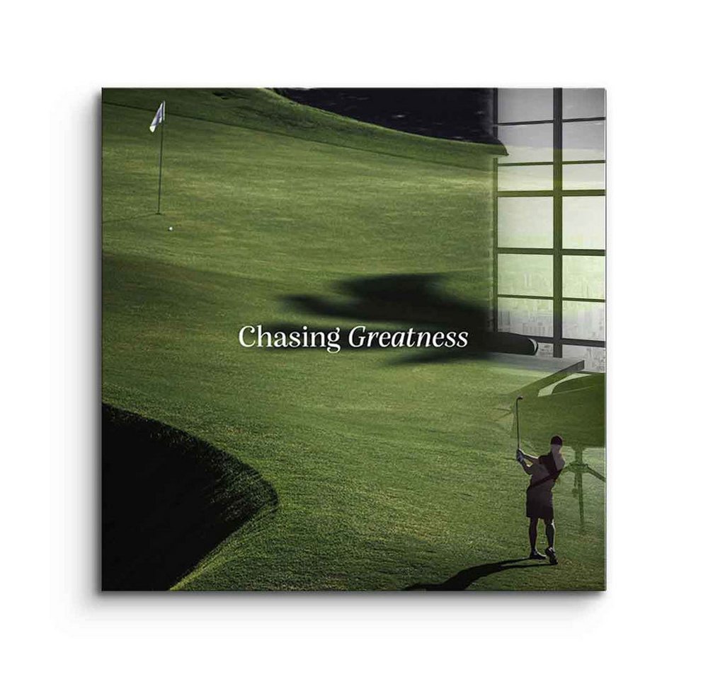 DOTCOMCANVAS® Acrylglasbild Chasing Greatness #Golf V2 - Quadrat Edition - Acrylglasbild, Acrylglasbild Golf V2 Motivation Kunstdruck Wandbild von DOTCOMCANVAS®