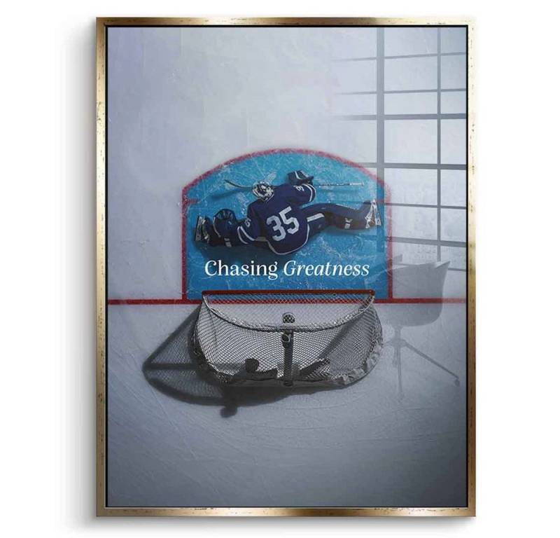DOTCOMCANVAS® Acrylglasbild Chasing Greatness #Hokey - Acrylglas, Acrylglasbild Hokey Motivation Fußball Kunstdruck Wandbild von DOTCOMCANVAS®