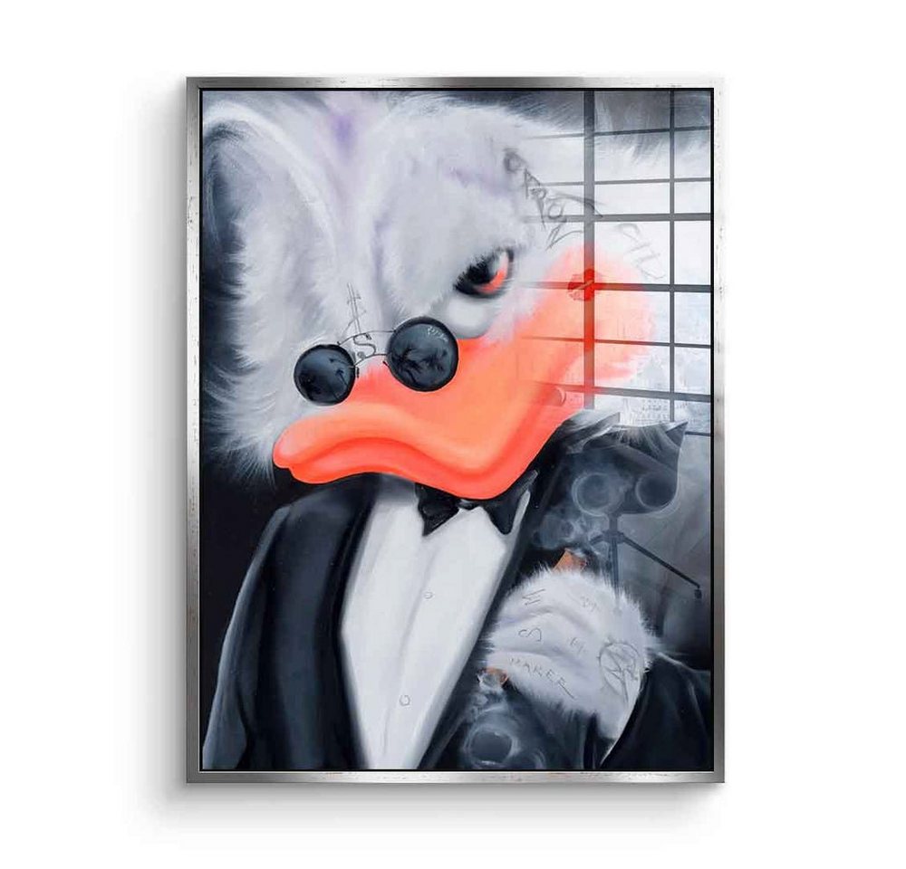DOTCOMCANVAS® Acrylglasbild Cigarette Duck - Acrylglas, Acrylglasbild Duck Pop Art Comic Porträt Cigarette Duck weiß schwarz von DOTCOMCANVAS®