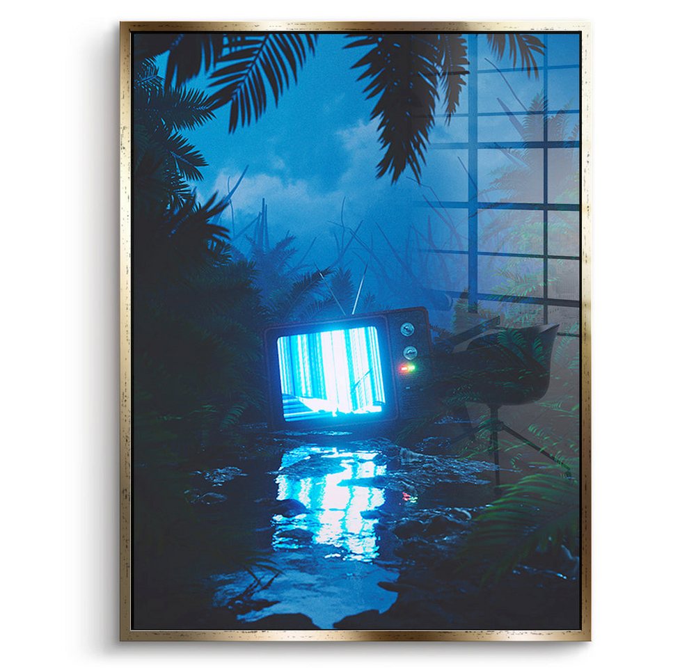 DOTCOMCANVAS® Acrylglasbild Cracked - Acrylglas, Acrylglasbild blau schwarz KI AI generiert digitale Kunst Wandbild von DOTCOMCANVAS®