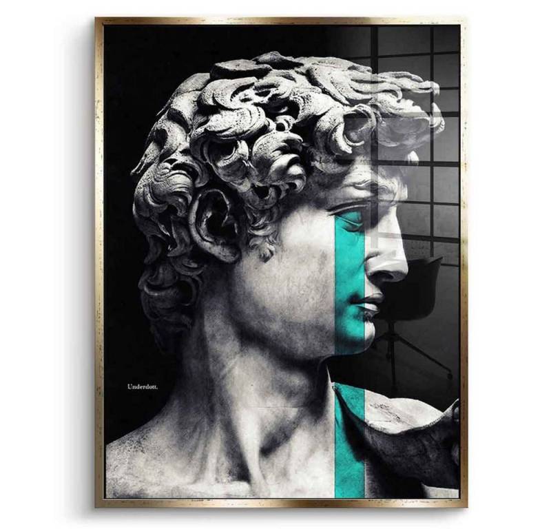 DOTCOMCANVAS® Acrylglasbild Crying David - Acrylglas, Acrylglasbild Crying David Portrait schwarz grau Druck Wandbild von DOTCOMCANVAS®