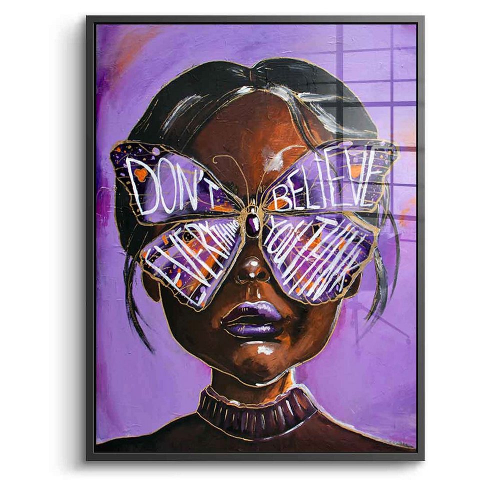 DOTCOMCANVAS® Acrylglasbild Cute but overthinking - Acrylglas, Acrylglasbild Cute but overthinking pink portrait Kunstdruck Wandbild von DOTCOMCANVAS®