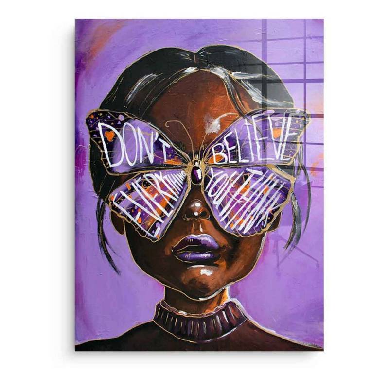 DOTCOMCANVAS® Acrylglasbild Cute but overthinking - Acrylglas, Acrylglasbild Cute but overthinking pink portrait Kunstdruck Wandbild von DOTCOMCANVAS®