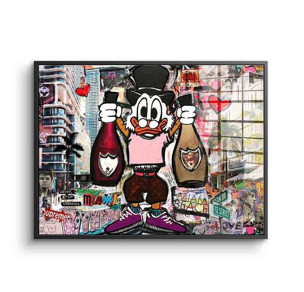 DOTCOMCANVAS® Acrylglasbild Dagobert Miami - Acrylglas, Acrylglasbild Dagobert Duck Miami Pop Art streetart comic Dom Perignon von DOTCOMCANVAS®