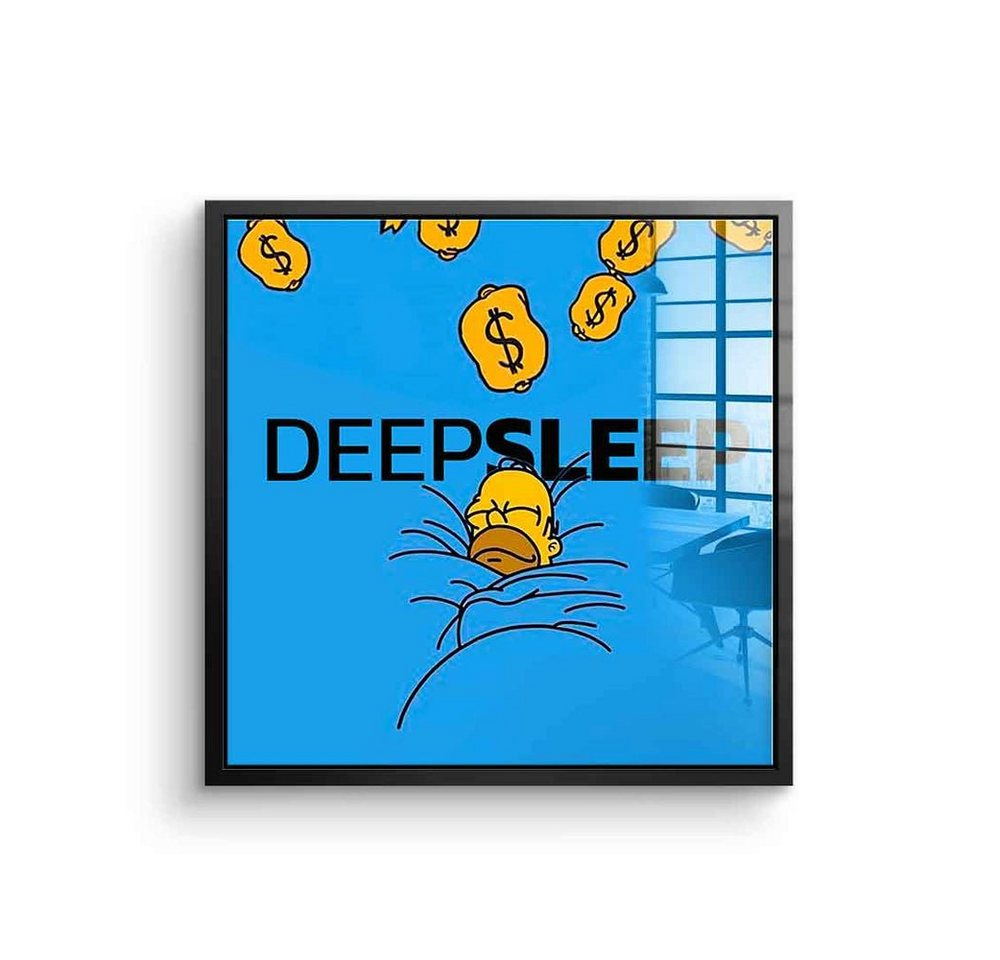 DOTCOMCANVAS® Acrylglasbild Deep Sleep - Acrylglas, Acrylglasbild Die Simpsons Homer Simpson Deep Sleep Geld blau comic von DOTCOMCANVAS®