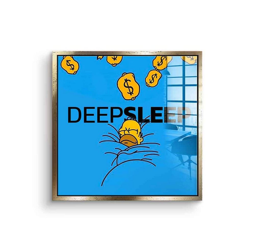 DOTCOMCANVAS® Acrylglasbild Deep Sleep - Acrylglas, Acrylglasbild Die Simpsons Homer Simpson Deep Sleep Geld blau comic von DOTCOMCANVAS®