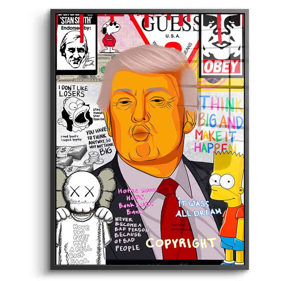 DOTCOMCANVAS® Acrylglasbild Donald Trump - Acrylglas, Acrylglasbild Donald Trump Pop Art Portrait Wandbild von DOTCOMCANVAS®