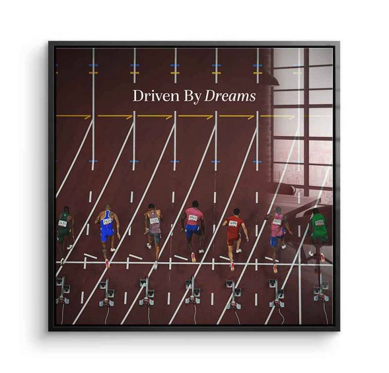 DOTCOMCANVAS® Acrylglasbild Driven by dreams #Athletics - Quadrat Edition - Acrylglasbild, Acrylglasbild Athletics Motivation Kunstdruck Wandbild von DOTCOMCANVAS®