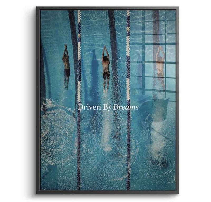DOTCOMCANVAS® Acrylglasbild Driven by dreams #Swiming - Acrylglas, Acrylglasbild Swiming Motivation Kunstdruck Wandbild von DOTCOMCANVAS®