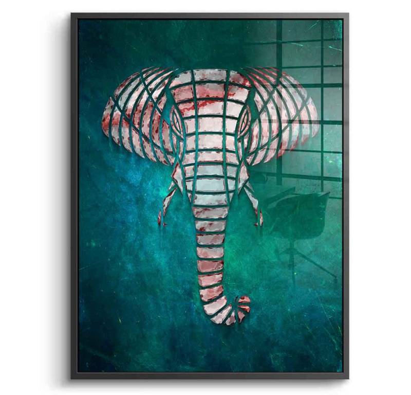 DOTCOMCANVAS® Acrylglasbild Elephant´s Shape - Acrylglas, Acrylglasbild Elephants Shape grün Elefant Wandbild Kunstdruck von DOTCOMCANVAS®