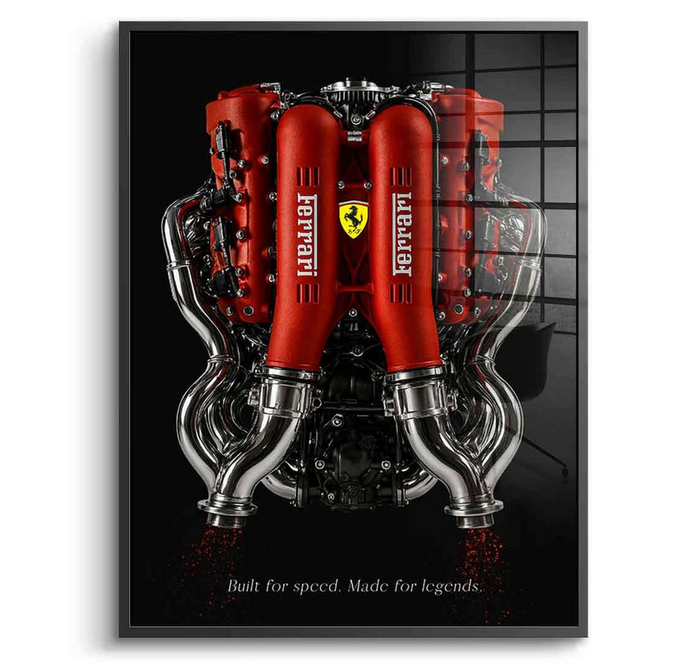 DOTCOMCANVAS® Acrylglasbild Ferrari Engine - Acrylglas, Acrylglasbild Ferrari Engine schwarz edel luxus Wandbild Kunstdruck von DOTCOMCANVAS®