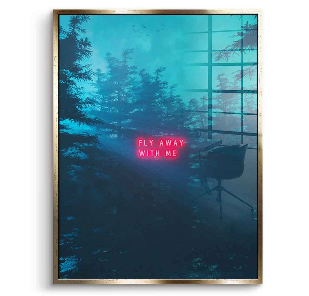 DOTCOMCANVAS® Acrylglasbild Fly Away - Acrylglas, Acrylglasbild türkis Fly Away KI AI generiert digitale Kunst Wandbild von DOTCOMCANVAS®