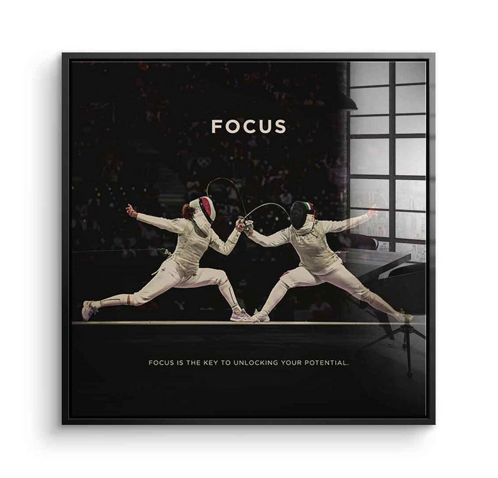 DOTCOMCANVAS® Acrylglasbild Focus #Fechten - Quadrat Edition - Acrylglas, Acrylglasbild Focus Motivation Spruch Kunstdruck Wandbild von DOTCOMCANVAS®